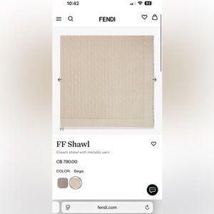 Fendi Square Shawl in beige color (cream with metallic yarn)